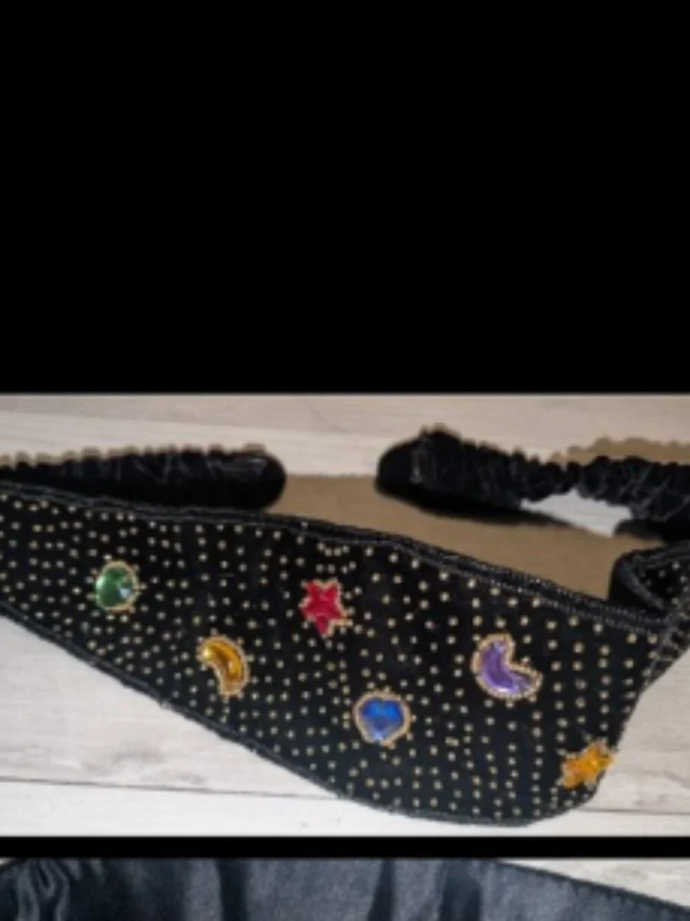 Vintage 80s Beaded Velvet Womens Cumberbund Belt Size S